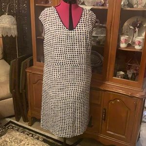 Evelin Brandt silk? lined blue white dress 14 EU42